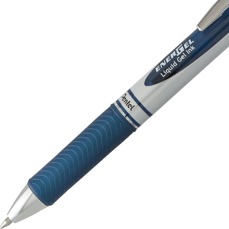 Pentel EnerGel RTX Retractable Liquid Gel Pen, (0.7mm) Metal Tip, Medium Line, Navy Blue Ink 2-Pk (BL77BP2CA) - Image 3